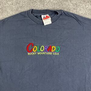 AA T-Shirt Mens Size XL Navy Blue Colorado Rocky Mountains USA Vintage Y2K